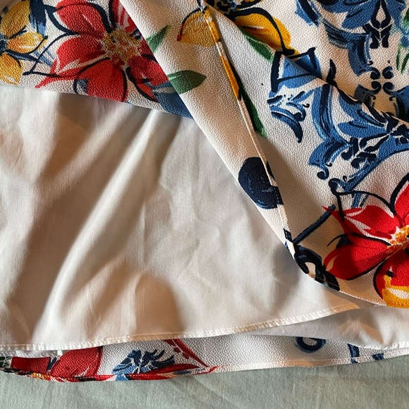 Tahari ASL White Bold Floral Midi Dress - Size 4 - Picture 6 of 6